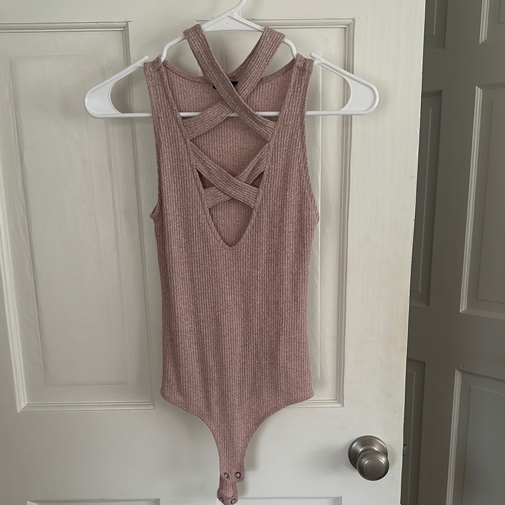 Express Pink Criss-Cross Bodysuit